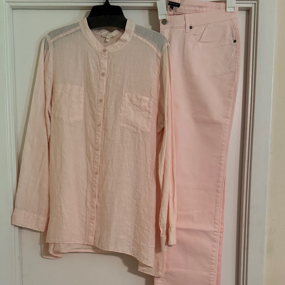Eileen Fisher Light Peach Blouse & Pant NWOT